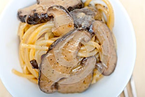 Italian spaghetti pasta and mushrooms