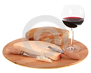 Italian spicy provolone cheese with red wine and bread