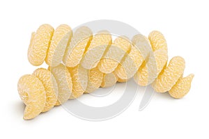 Italian spiral shaped pasta, Fusilli bucati macaroni, isolated on white background