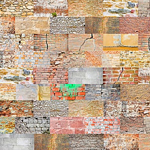 Italian stone and brick wall miscellany background