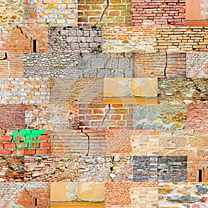 Italian stone and brick wall miscellany background