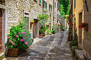 Italian street in a small provincial town of Tuscan