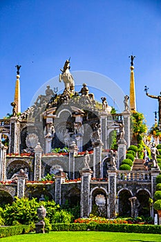 Italian style baroque Garden on Isola Bella, in isole borromee islands in lake Maggiore, Italy