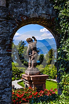 Italian style baroque Garden on Isola Bella, in isole borromee islands in lake Maggiore, Italy