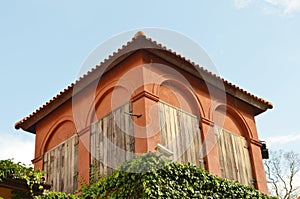 Italian style building in red color