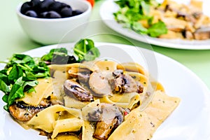 Italian Style Mushroom Pappardelle Pasta Meal