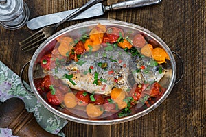 Italian style sea bream in crazy water - acqua pazza