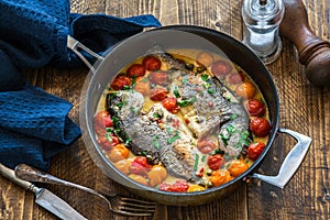 Italian style sea bream in crazy water - acqua pazza