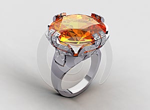 Italian style white gold orange sapphire ring