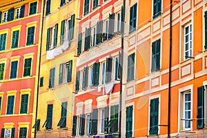 Italian style windows orange yellow buildings intense colorful background texture