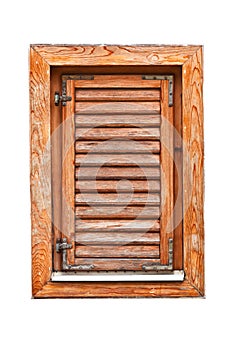 Italian style wooden window with closed shutter blinds