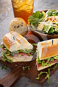 Italian sub sandwich with chips