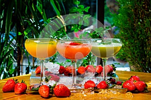 Italian summer cocktails with strawberry