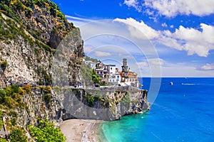 Italian summer holidays - beautiful Amalfi coast, scenic Atrani village, Campania, Italy