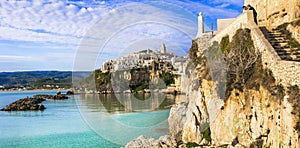 Italian summer holidays in Puglia - picturesque coastal town Vieste. South of Italy