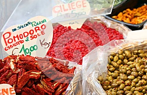Italian sun-dried tomatoes and candied fruits for sale