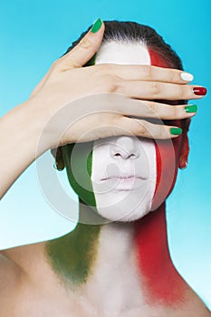 Italian supporter for FIFA 2014 covering her eyes