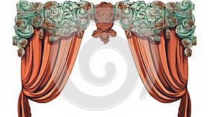 Italian Theatre Curtain In Ornate Rococo Style Vector Illustration