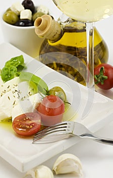 Italian tomato mozarella close up