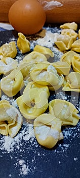 Italian tortellini pasta with eggs tradizionale food photo