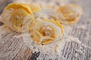 Italian tortellini traditional pasta with eggs photo
