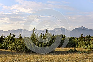 Italian Tuscany rural landscape with  Apennine Mountains