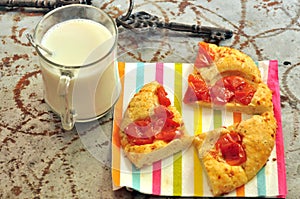 Italian vegetarian pizza and milk in Italy