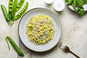 Italian, Venetian rice and pea. Risi e bisi.