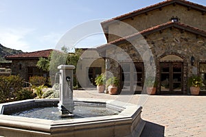 Italian villa fountain and courtyard plaza