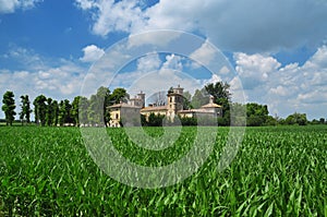 Italian villa and lombardy countryside landscape photo