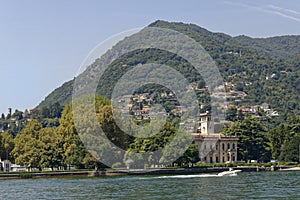 italian villa and mountain village on Lake Como, Italy