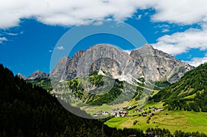 Italian village in the Dolomite Alps