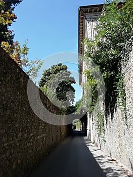 Italian village architecture old arch and gardens medieval italy