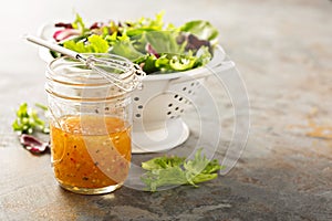 Italian vinaigrette dressing in a mason jar