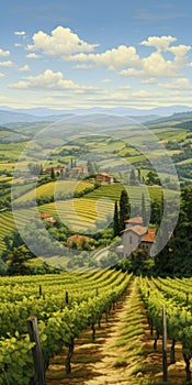 Italian Vineyard Landscape Painting By Dalhart Windberg