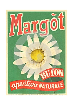 Italian vintage label of Margot natural aperitif