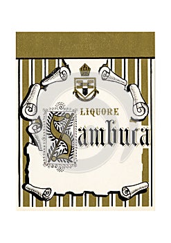 Italian vintage label of Sambuca liquor