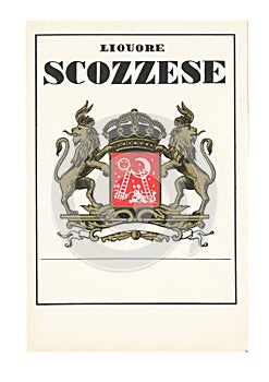 Italian vintage label of Scottish liqueur
