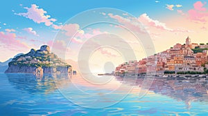 Italian Waterscape: Anime Aesthetic For Kids With Richly Detailed Landscapes