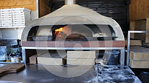 Italian wood fired pizza oven photo
