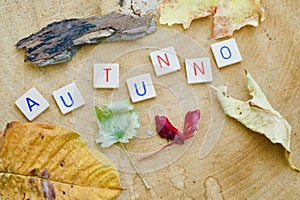 The Italian word AUTUNNO in letters photo