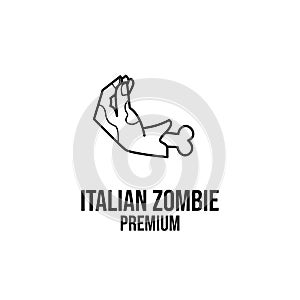 Italian zombie pinecone hand gesture logo icon design vector illustration