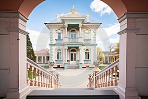 italianate mansion with belvedere and elegant outdoor staircase