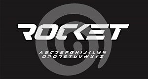 Italic bold speed alphabet. Rocket futuristic font, minimalist type for modern sport logo and space science logo. Fast