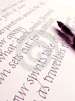 Italics handwriting & calligraphy ink pen on paper