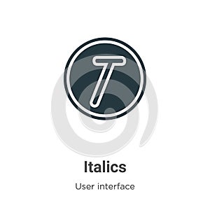 Italics vector icon on white background. Flat vector italics icon symbol sign from modern user interface collection for mobile photo