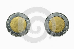 Italy 500 lire, Italy coin currency, studio shot