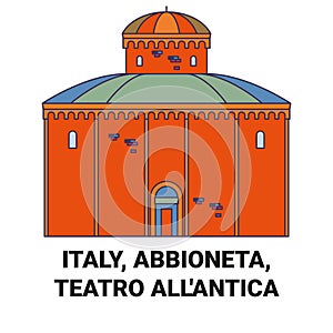 Italy, Abbioneta, Teatro All'antica travel landmark vector illustration