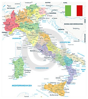 Italy Administrative Divisions Map On White