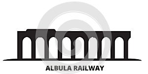 Italy, Albula Railway city skyline isolated vector illustration. Italy, Albula Railway travel black cityscape photo